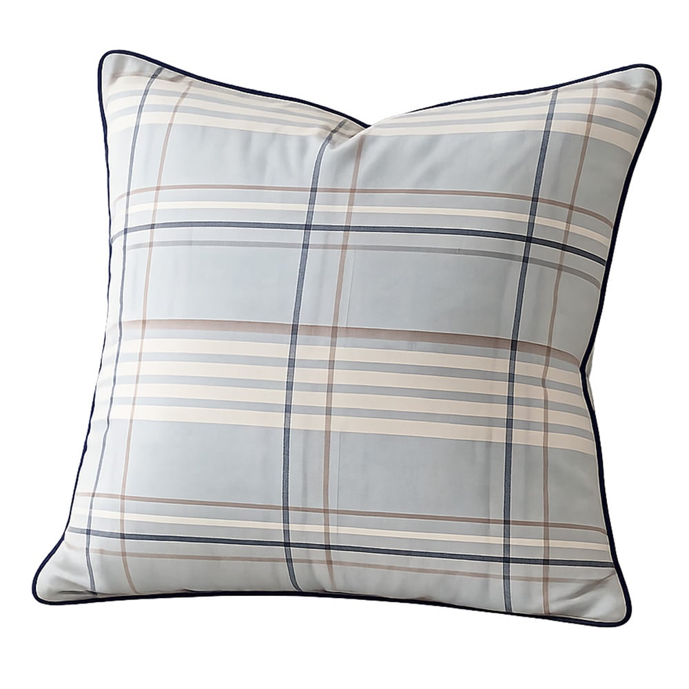 Ash Green Check Yash Cotton Cushion Cover
