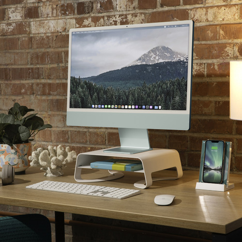 White Curve Monitor Riser Temple & ster