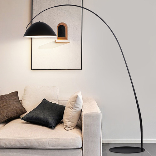 Cloth Lampshade Metal LED Floor Lamp Fishing Lamp Living Room for Modern
