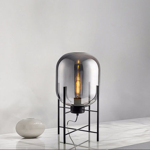 Industrial Metal & Glass Table Lamp