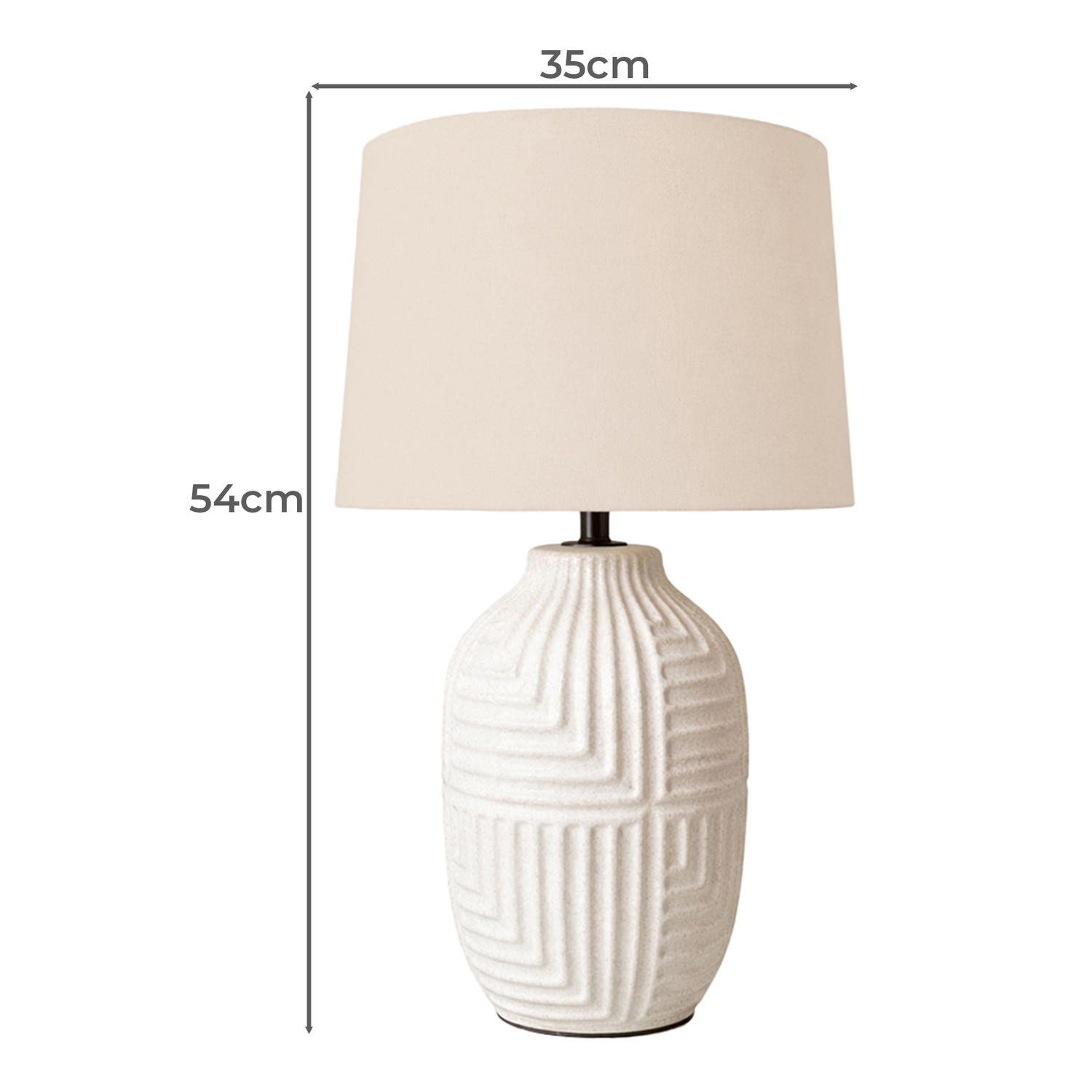 Pomona White Ceramic & Linen Table Lamp