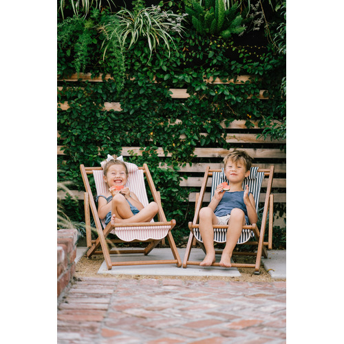 Laurens Stripe Mini Sling Teak Wood Outdoor Chair