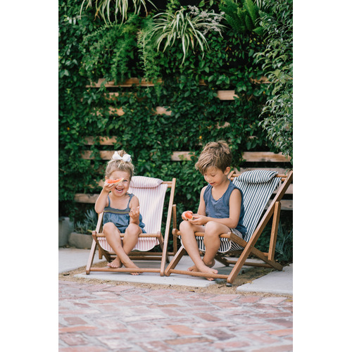 Laurens Stripe Mini Sling Teak Wood Outdoor Chair