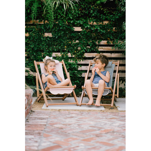 Laurens Stripe Mini Sling Teak Wood Outdoor Chair
