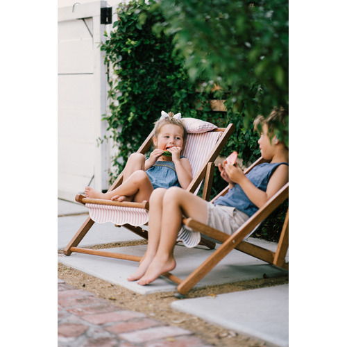 Laurens Stripe Mini Sling Teak Wood Outdoor Chair