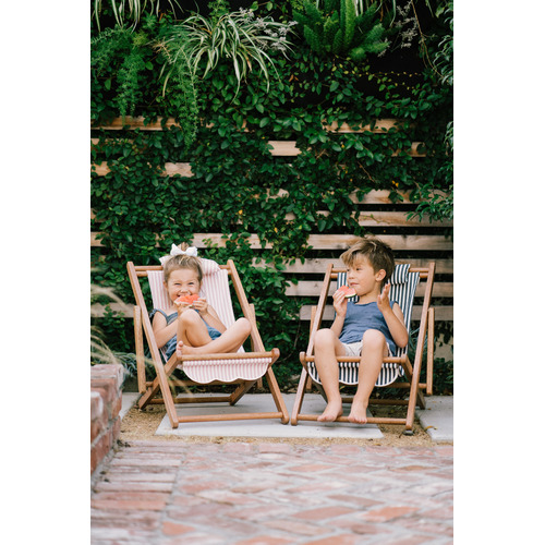 Laurens Stripe Mini Sling Teak Wood Outdoor Chair