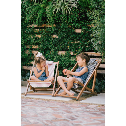 Laurens Stripe Mini Sling Teak Wood Outdoor Chair