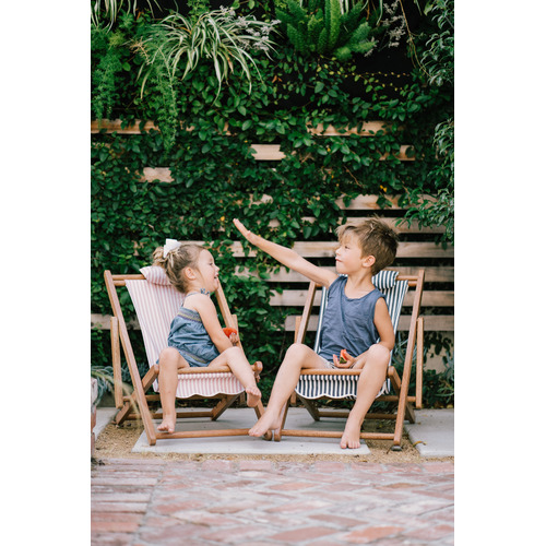 Laurens Stripe Mini Sling Teak Wood Outdoor Chair