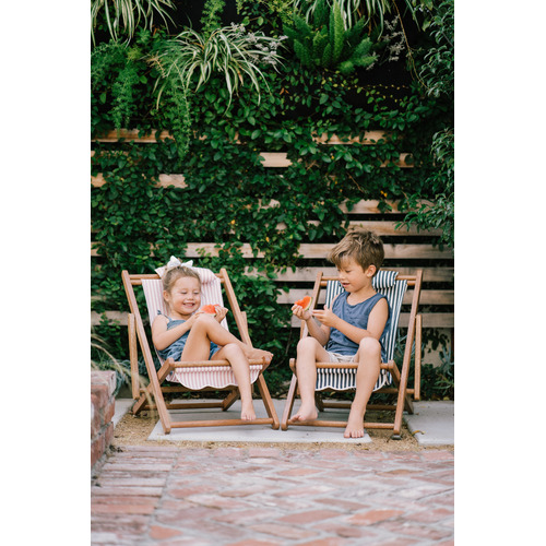 Laurens Stripe Mini Sling Teak Wood Outdoor Chair