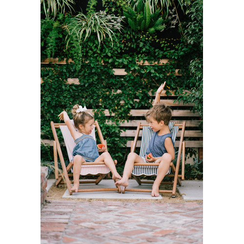 Laurens Stripe Mini Sling Teak Wood Outdoor Chair