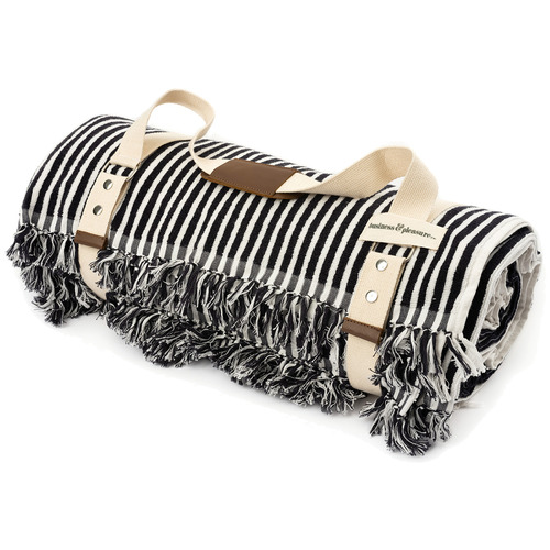 Navy Striped 600GSM Cotton Beach Blanket Temple & ster