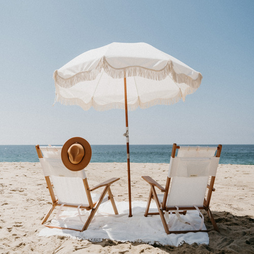 White Tommy Foldable Beach Chair Temple Webster