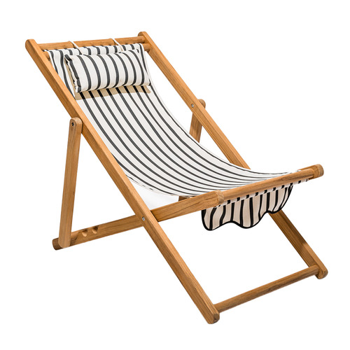 Black Monaco Stripe Deck Chair