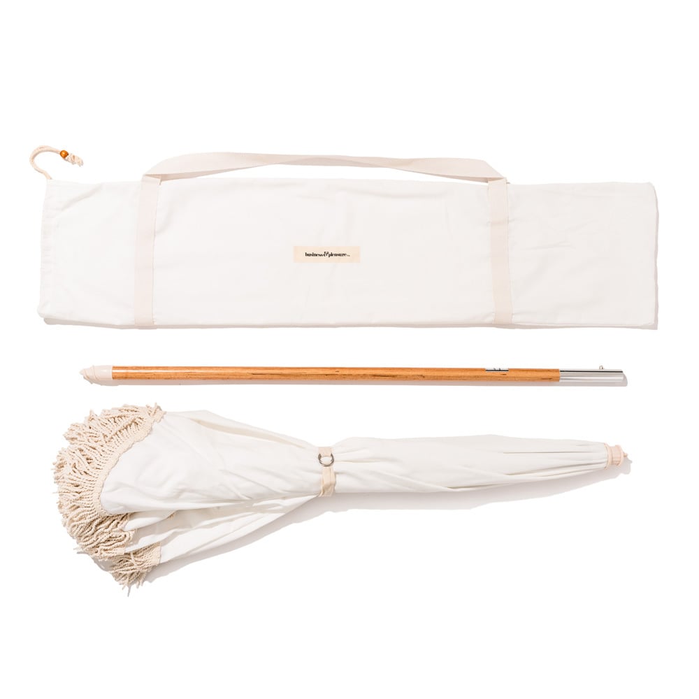 2.1m Antique White Fringed Market Umbrella