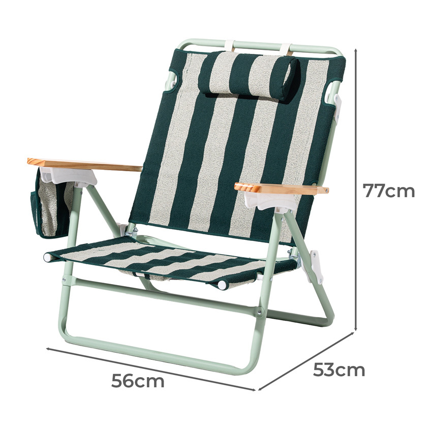 Green Stripe Terry Beach Chair