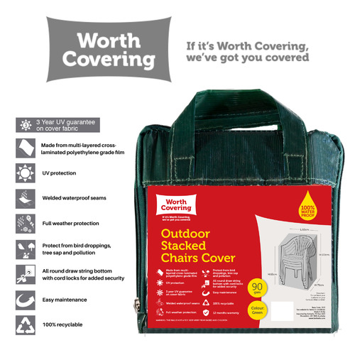 WorthCovering Green Lovell Outdoor Stacked Chairs Cover Temple & ster