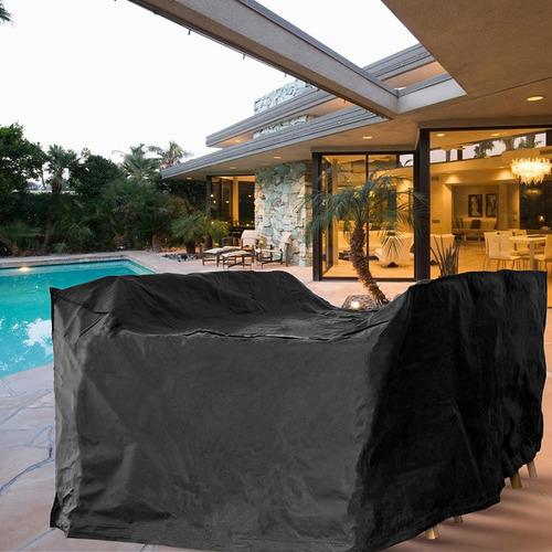 WorthCovering Black Divide Rectangular Outdoor Table Cover Temple