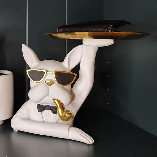 Bruno The Bulldog with Tray Statue