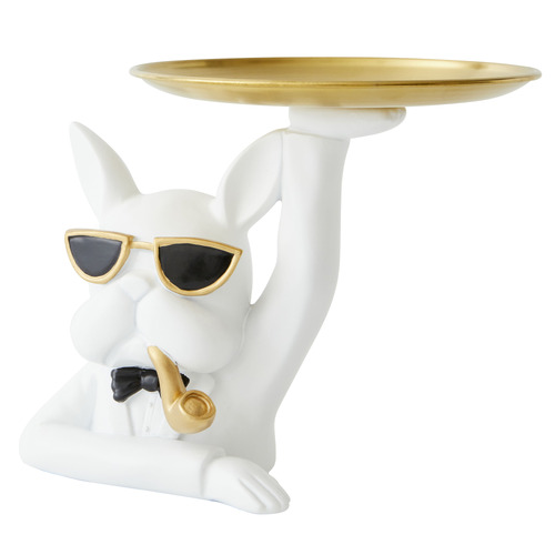 Bruno The Bulldog with Tray Statue