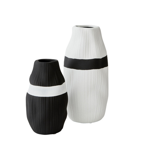 White Striped Ceramic Vase