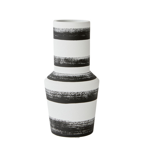 25cm Black & White Ceramic Vase Temple & ster