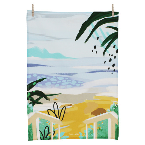 Hamptons Coastal Organic Cotton Teatowel