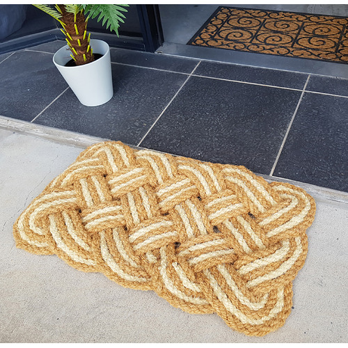 Natural & Ivory Knotted Rope Coir Doormat