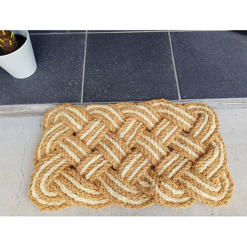 Ruglife Natural & Ivory Knotted Rope Coir Doormat Temple & ster