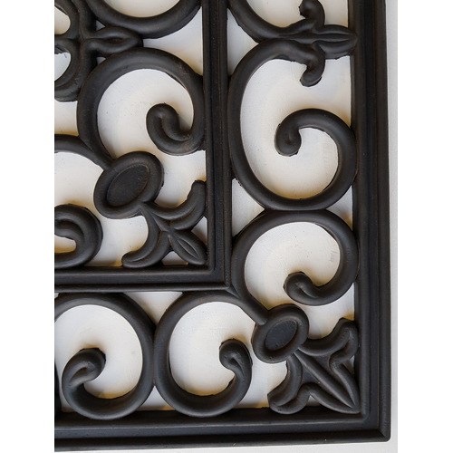 Wrought Iron Fleur De Lis Rubber Doormat