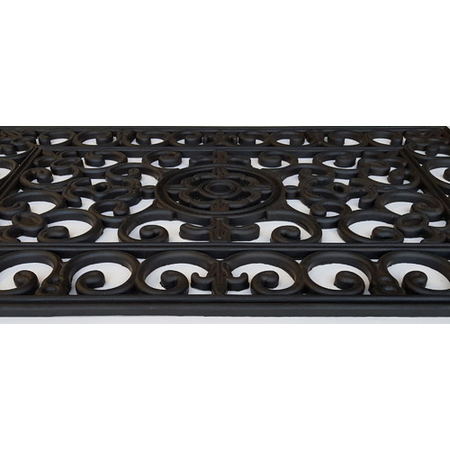 Ruglife Wrought Iron Fleur De Lis Rubber Long Doormat | Temple & Webster