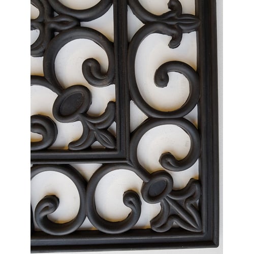 Wrought Iron Fleur De Lis Rubber Half Moon Doormat
