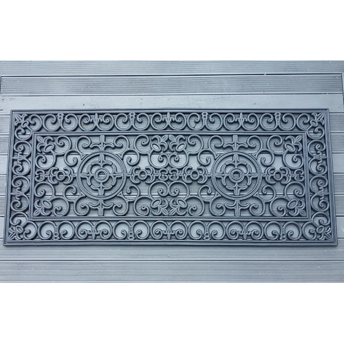 Wrought Iron Fleur De Lis Rubber Doormat