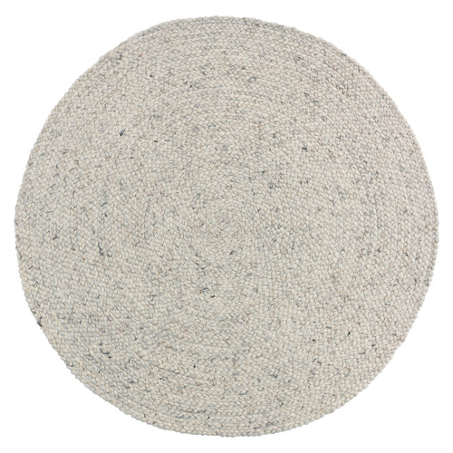 Cream Audun Braided Wool Round Rug