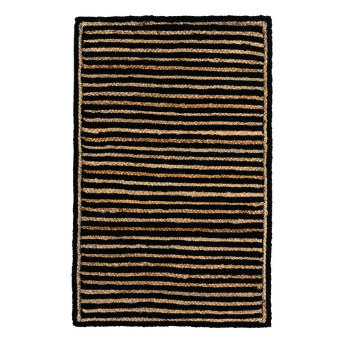 Black Khulan Hand-Woven Jute & Wool Rug