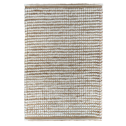 White Zahira Hand-Woven Wool & Jute Rug