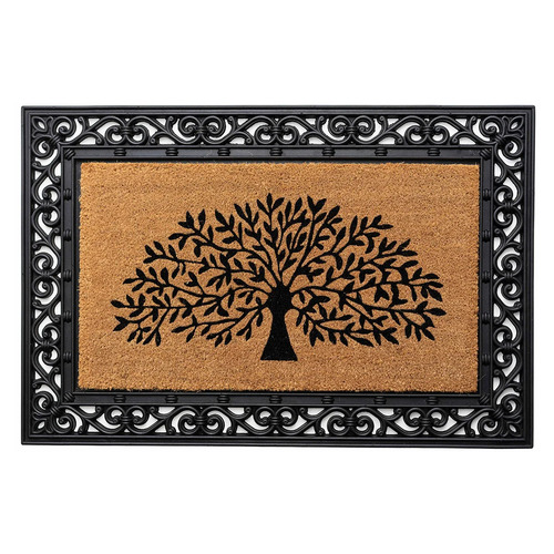 Black Justina Rubber Doormat