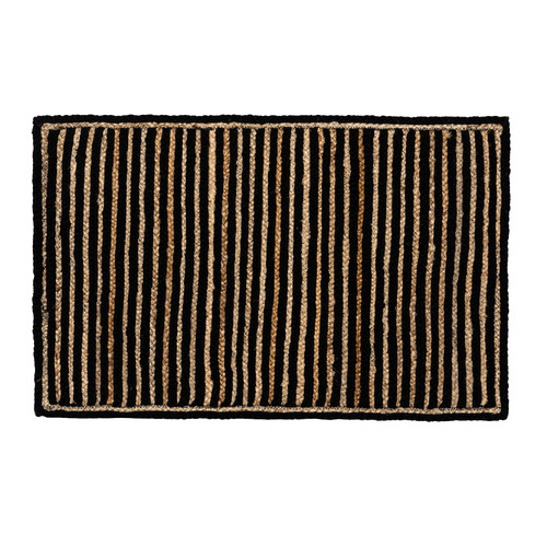 Natural & Black Khulan Hand-Woven Jute & Wool Doormat