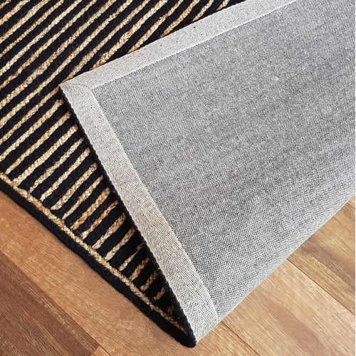 Natural & Black Khulan Hand-Woven Jute & Wool Doormat