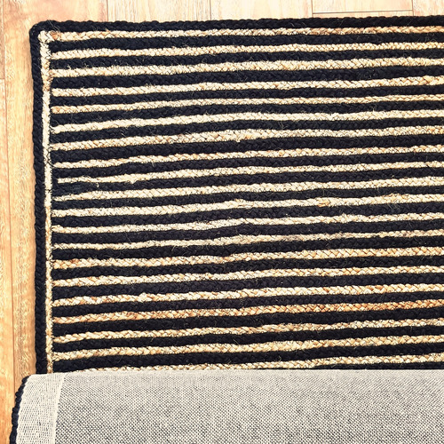 Black Khulan Hand-Woven Jute & Wool Rug