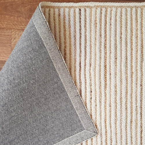 Cream Khulan Hand-Woven Jute & Wool Rug
