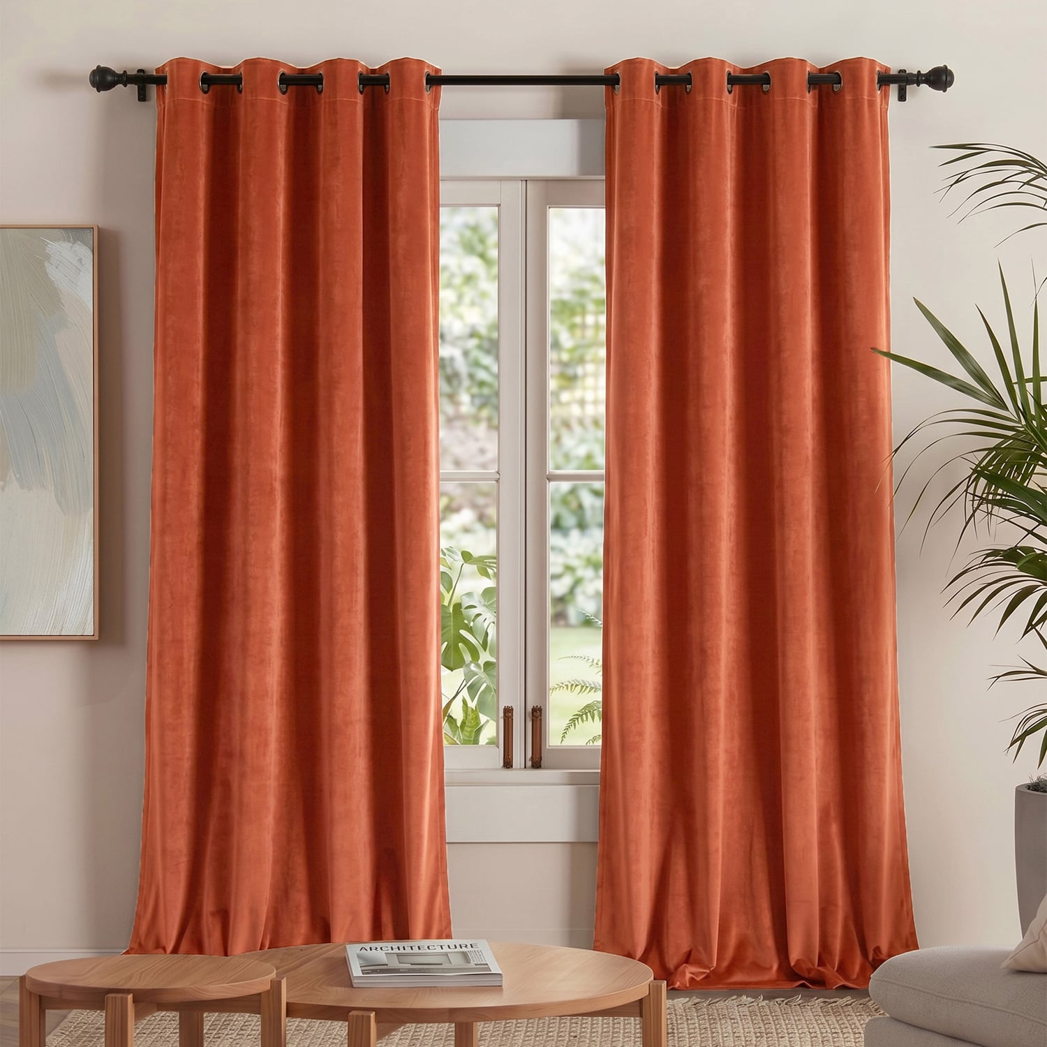 Rust Byron Matt Velvet Eyelet Blockout Curtains