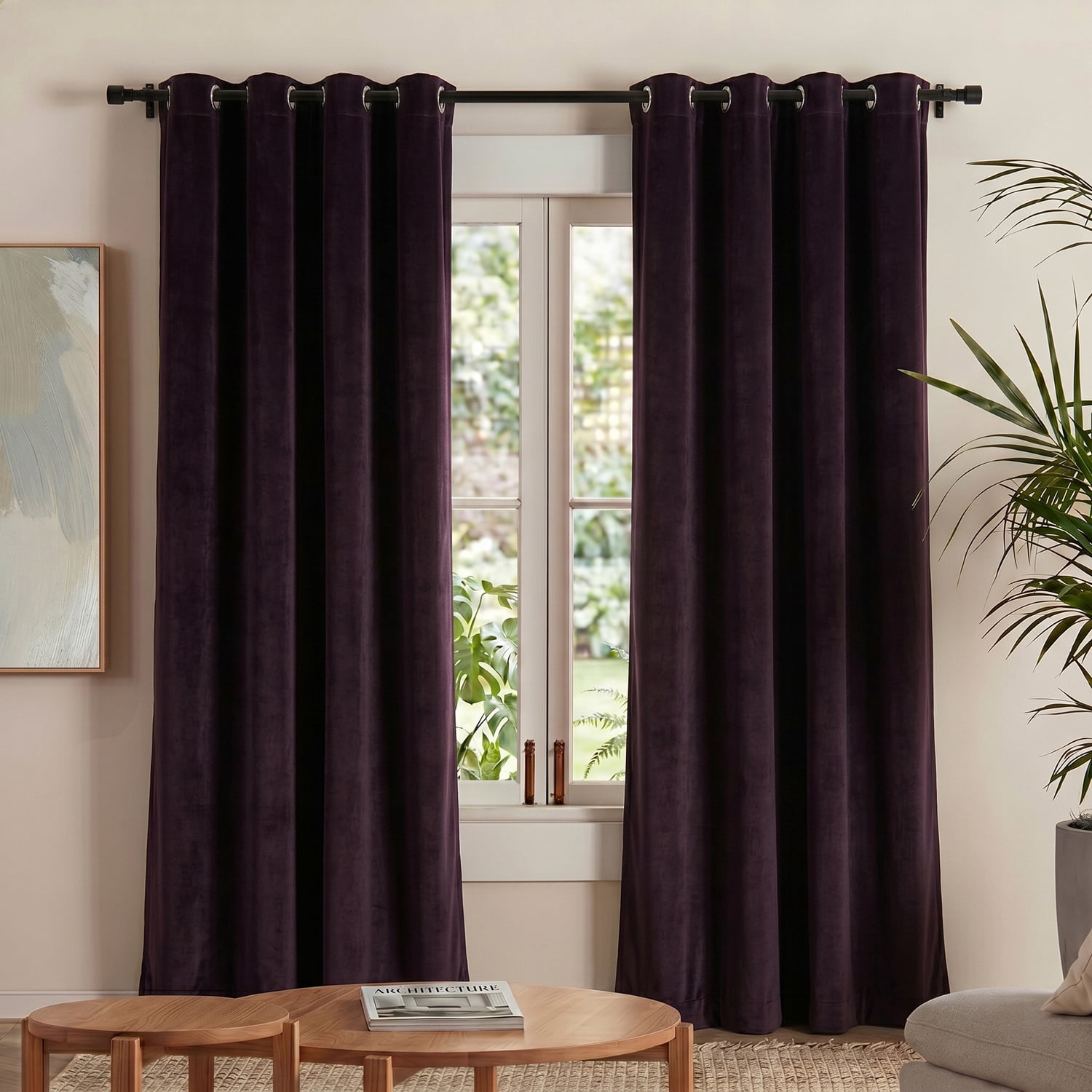 Byron Matte Velvet Blockout Eyelet  Curtains