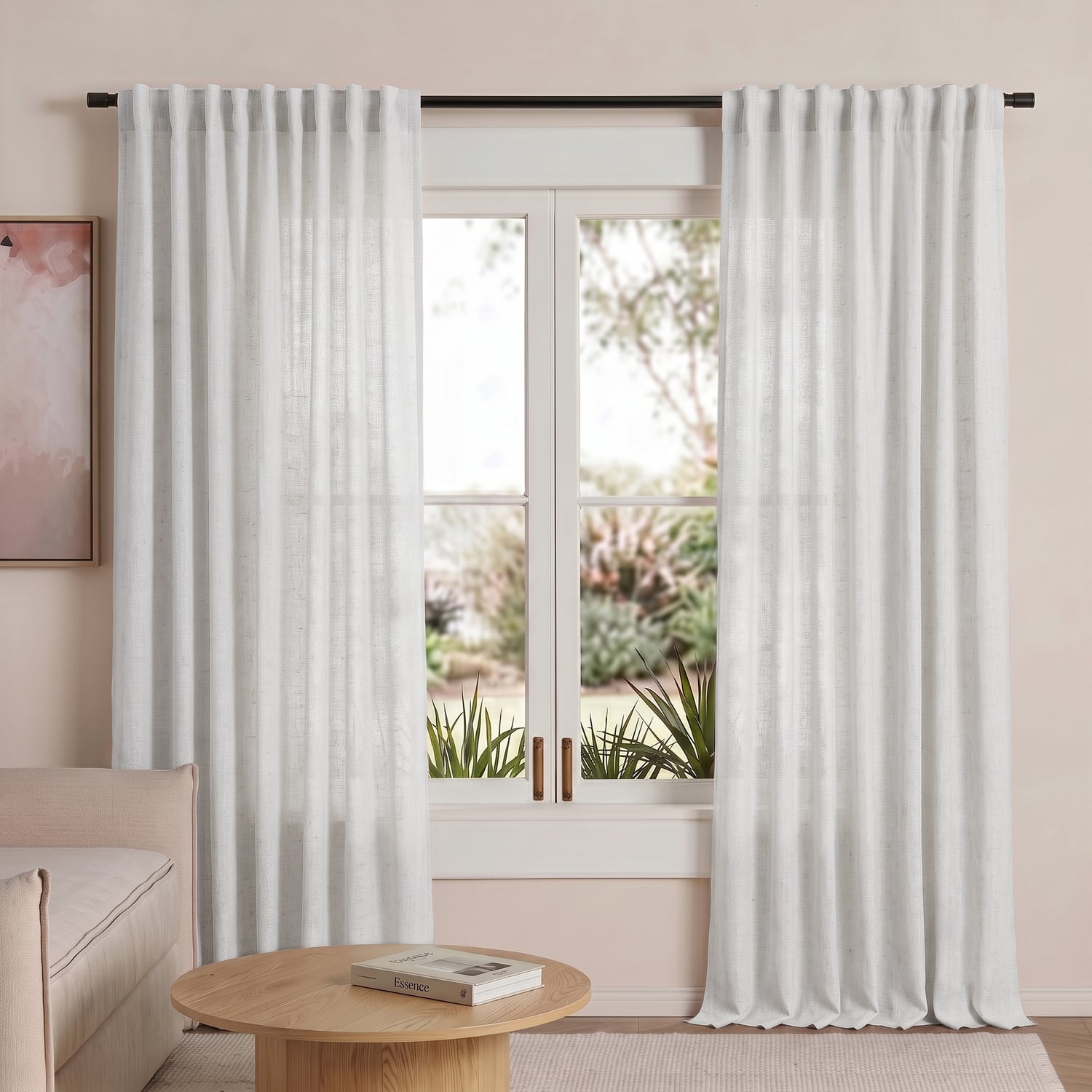 Cassian Linen Blend Light Filtering Concealed Tab Top Curtains