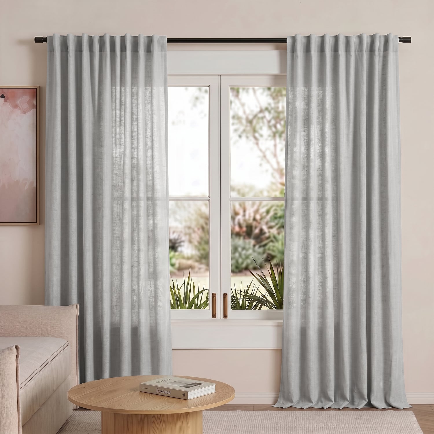 Cassian Linen Blend Light Filtering Concealed Tab Top Curtains