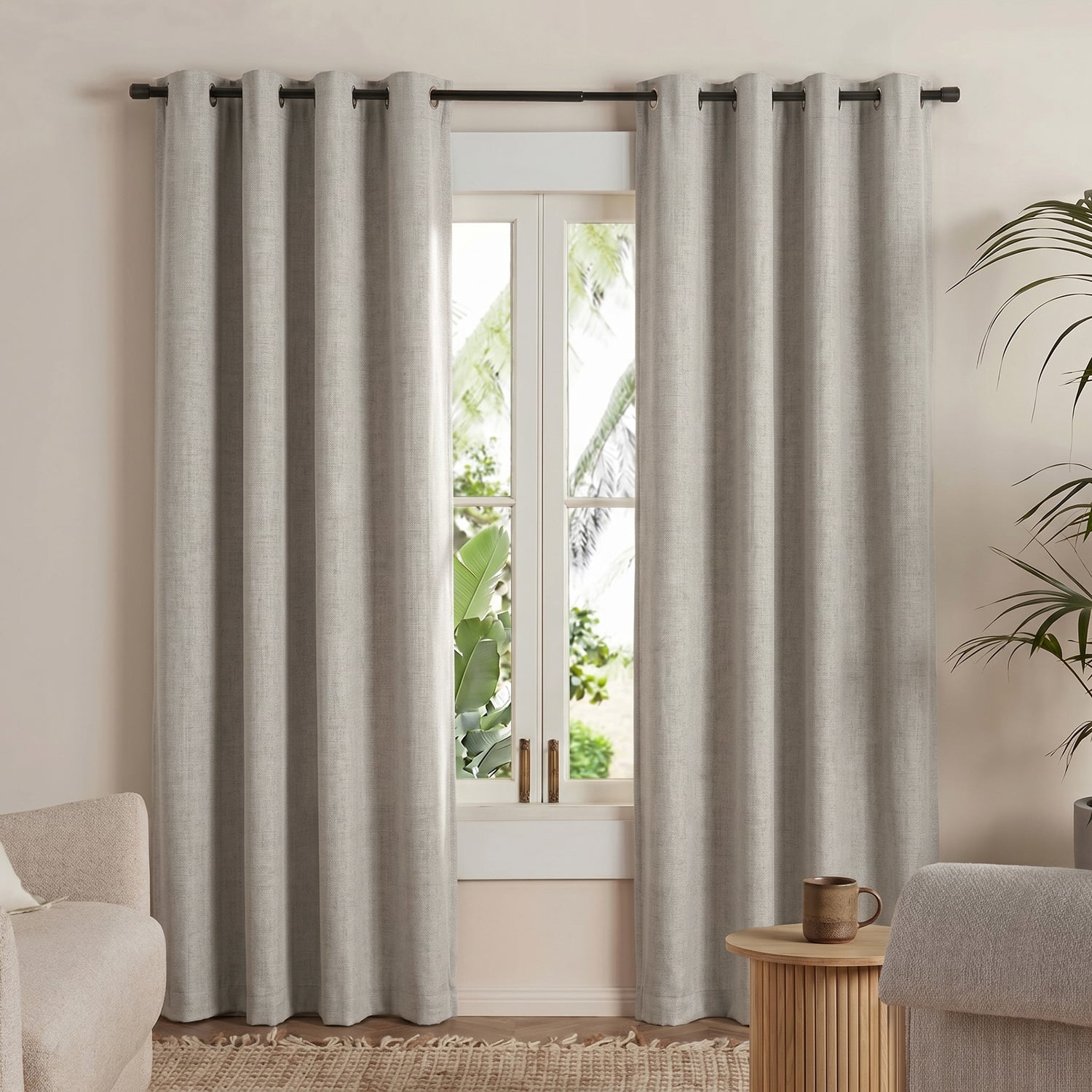Ainslie Linen-Look Blockout Eyelet Curtains