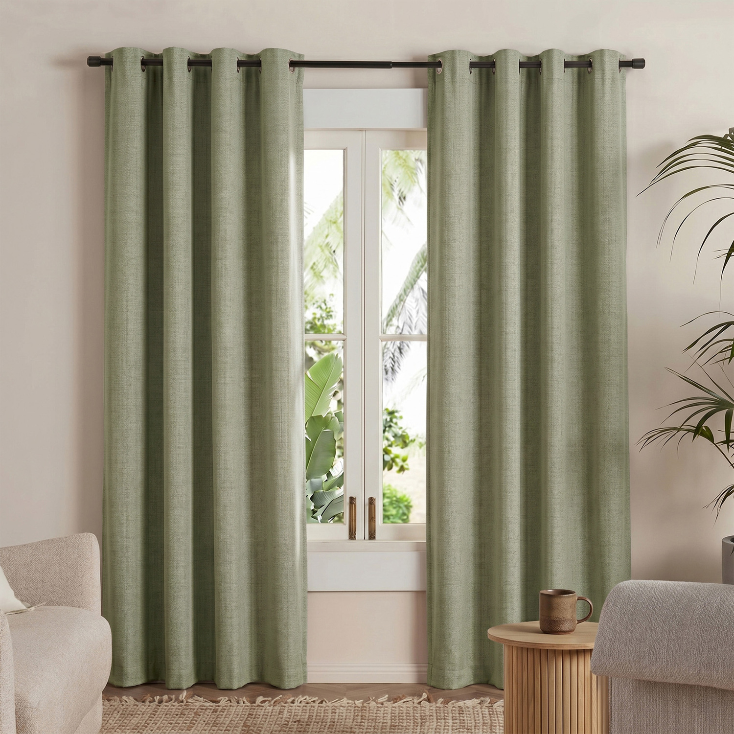 Ainslie Linen-Look Blockout Eyelet Curtains