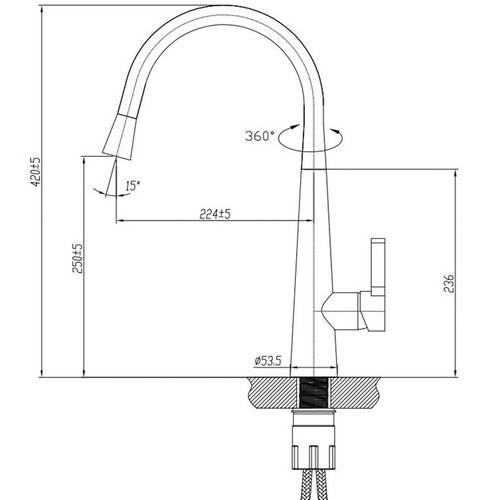 Matte Black Gooseneck Kitchen Mixer