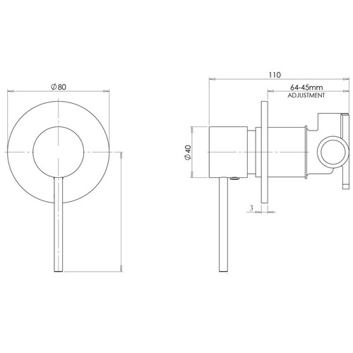 Rund Round Shower/Bath Wall Mixer