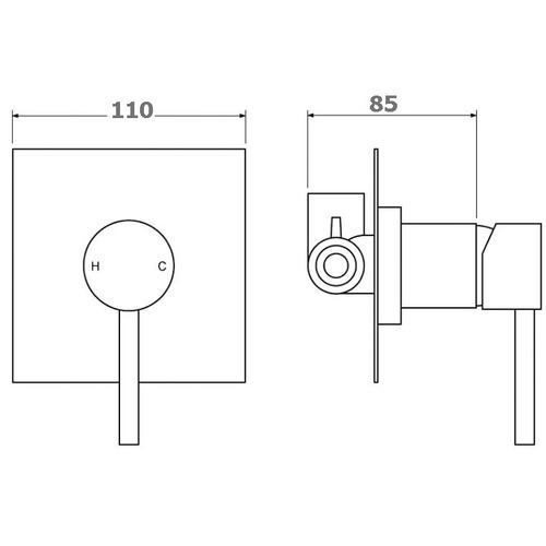 Rund Square Shower/Bath Wall Mixer