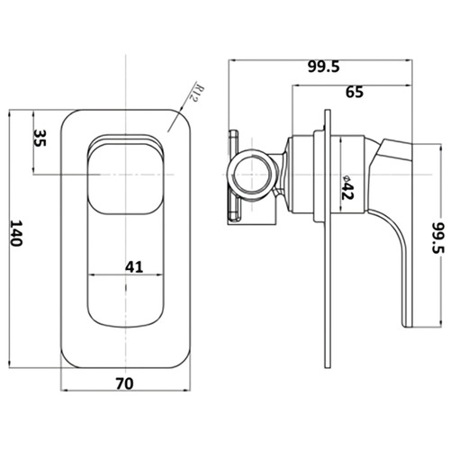Kompakt Eckig Shower/Bath Wall Mixer